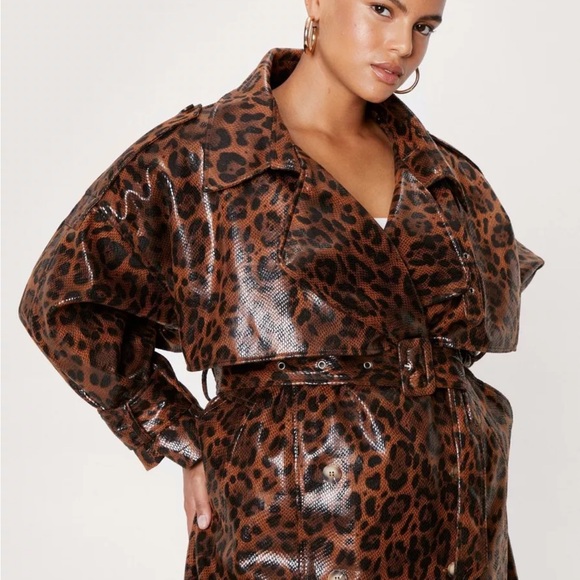 Leopard Print Women's Trench Coat - Picture 8 of 11